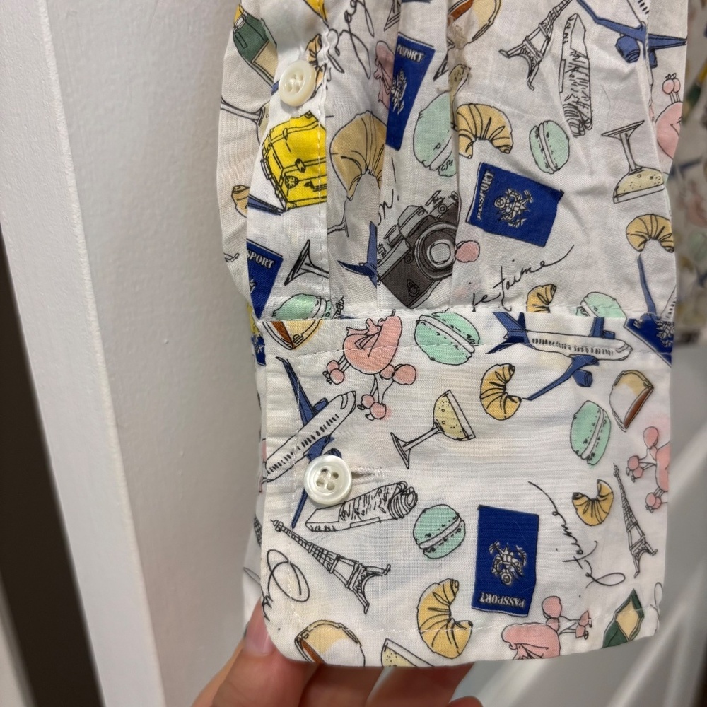 NWOT J. Crew Paris Print Cotton Popover Shirt - Picture 6 of 8